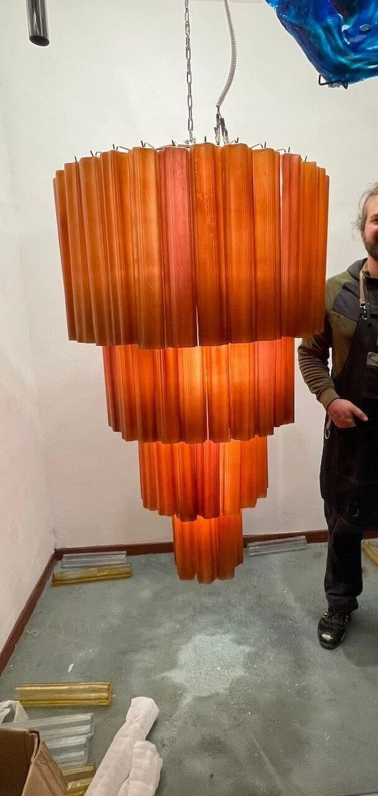 Glass Tronchi chandelier, 1980s 14