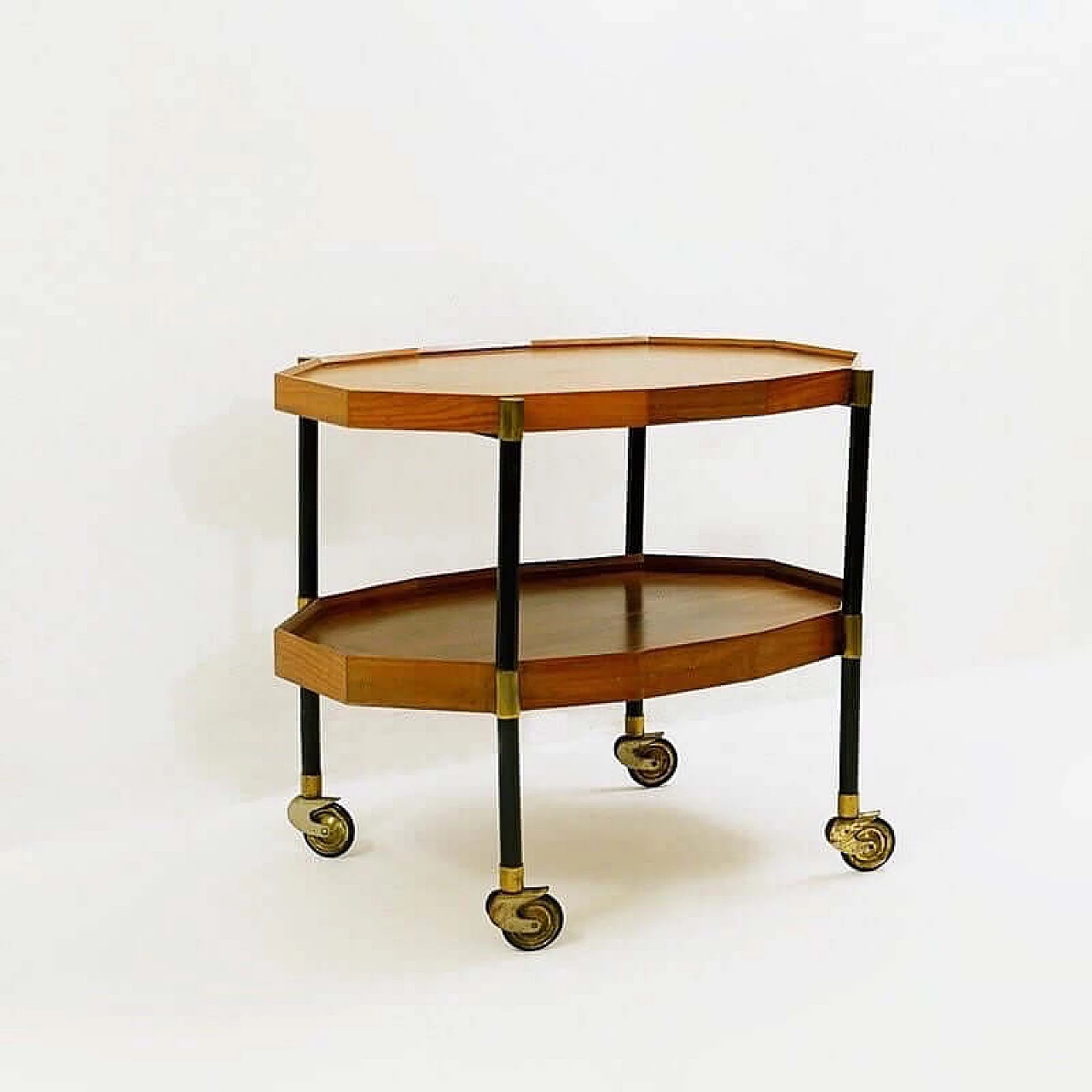 Metal, brass and teak cart by Bergonzi, 1950s 5