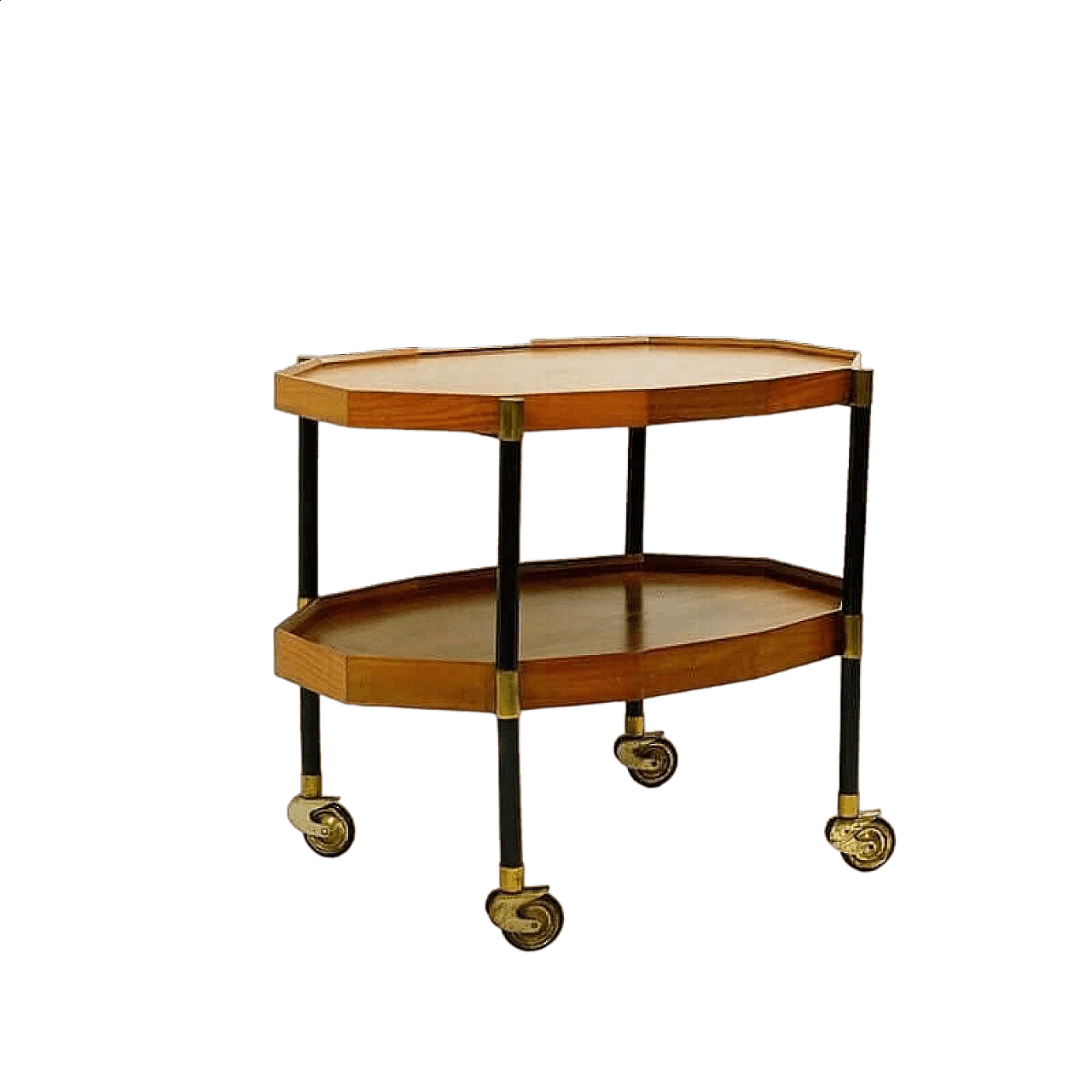 Metal, brass and teak cart by Bergonzi, 1950s 6