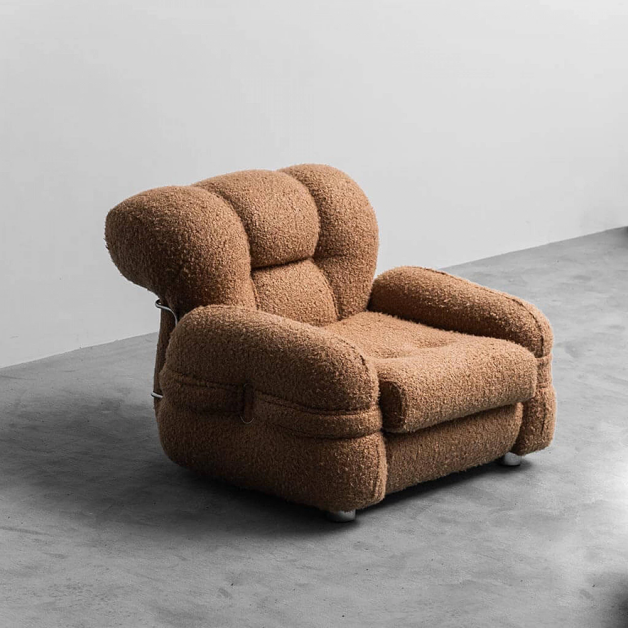 Brown bouclè armchair by Adriano Piazzesi, 1970s 1