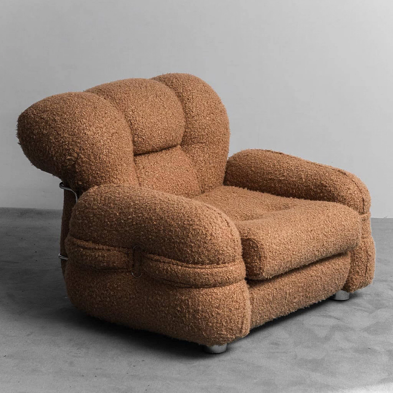 Brown bouclè armchair by Adriano Piazzesi, 1970s 9