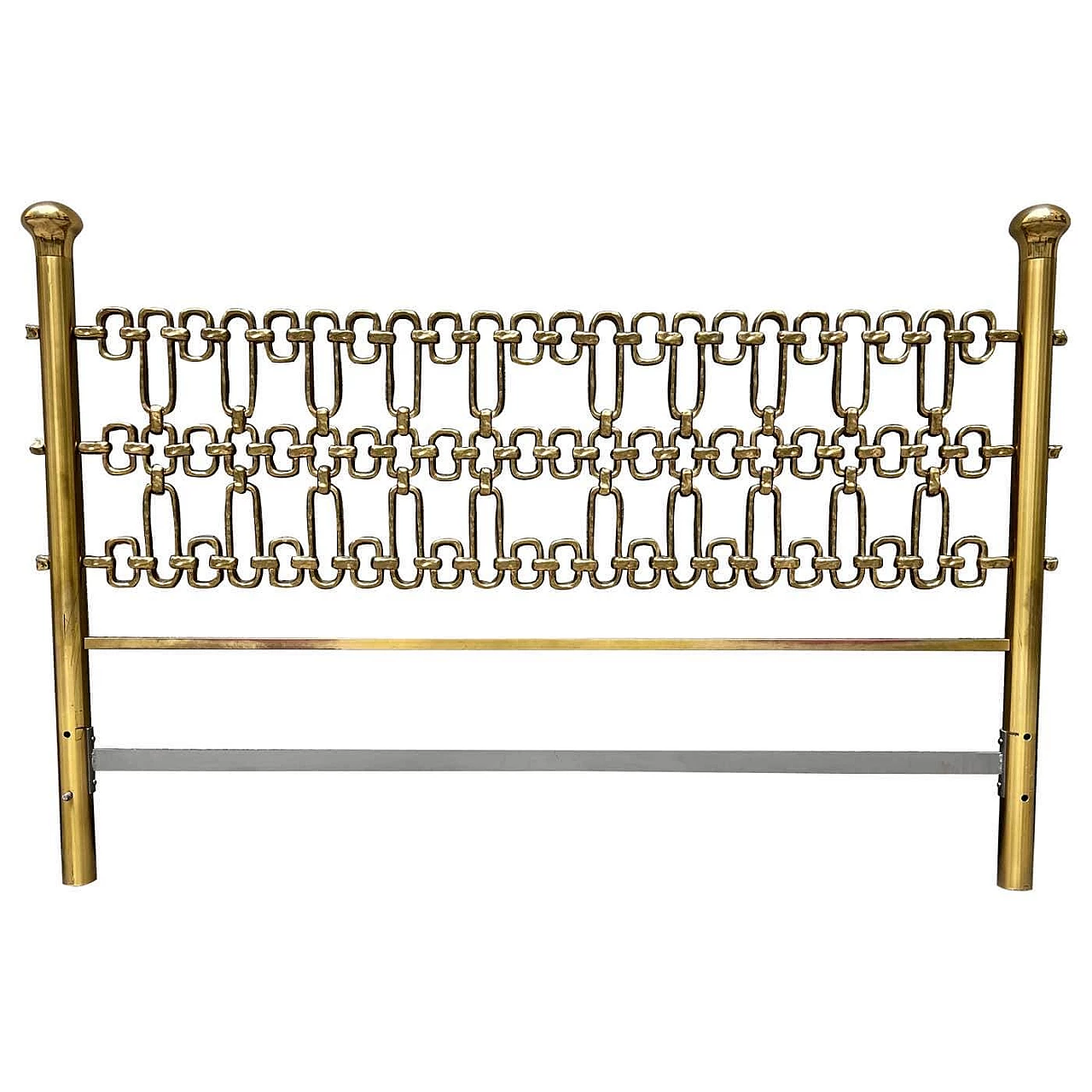 Headboard with cast brass sculptural decoration by Luciano Frigerio, 1970s 1