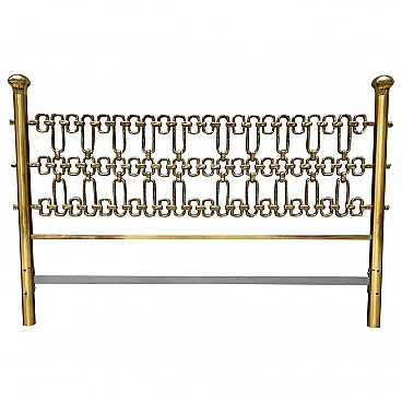 Headboard with cast brass sculptural decoration by Luciano Frigerio, 1970s