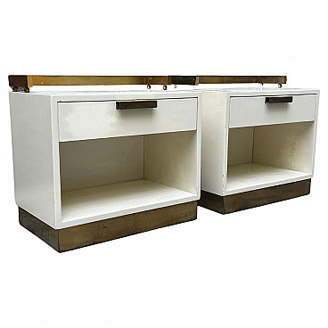 Pair of lacquered wood and brass bedside tables by Luciano Frigerio, 1970s