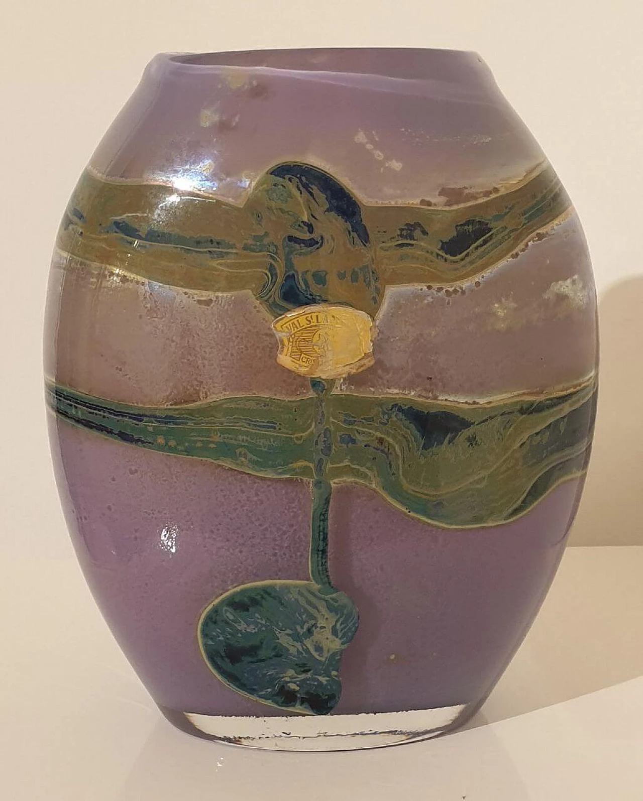Veracruz glass vase by Samuel J. Herman for Val Saint Lambert, 1971 7