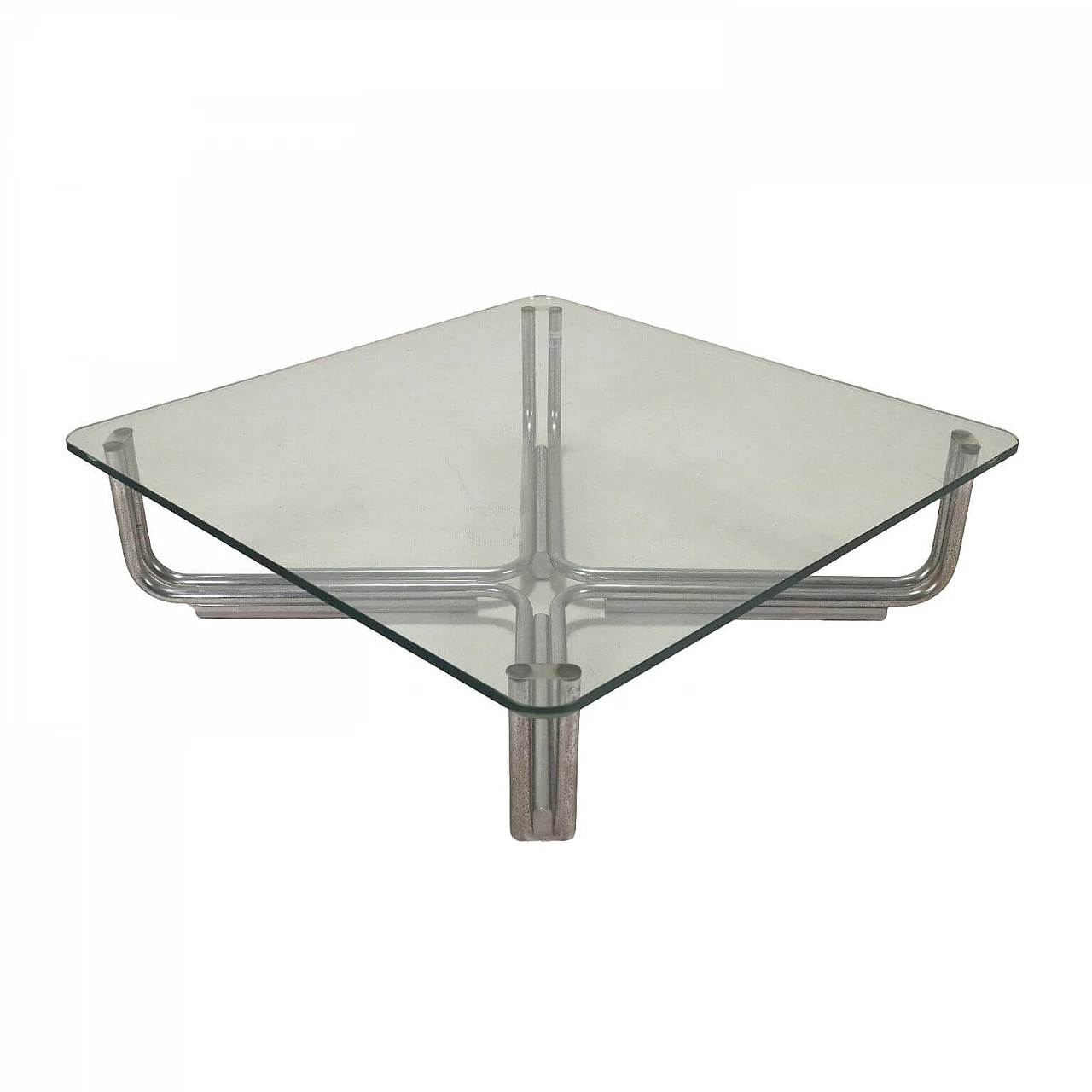 Coffee table in glass and steel by Gianfranco Frattini for Cassina, 1970s 1