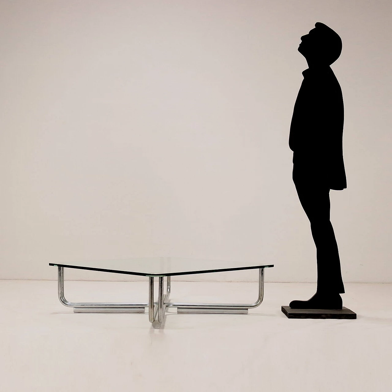 Coffee table in glass and steel by Gianfranco Frattini for Cassina, 1970s 2