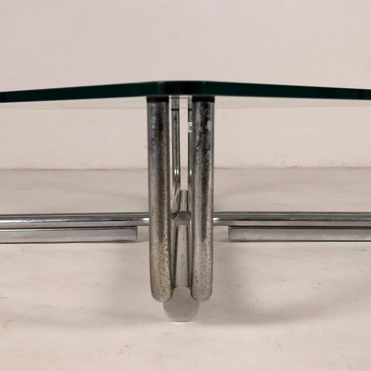 Tavolino in vetro e acciaio di Gianfranco Frattini per Cassina, anni '70 6