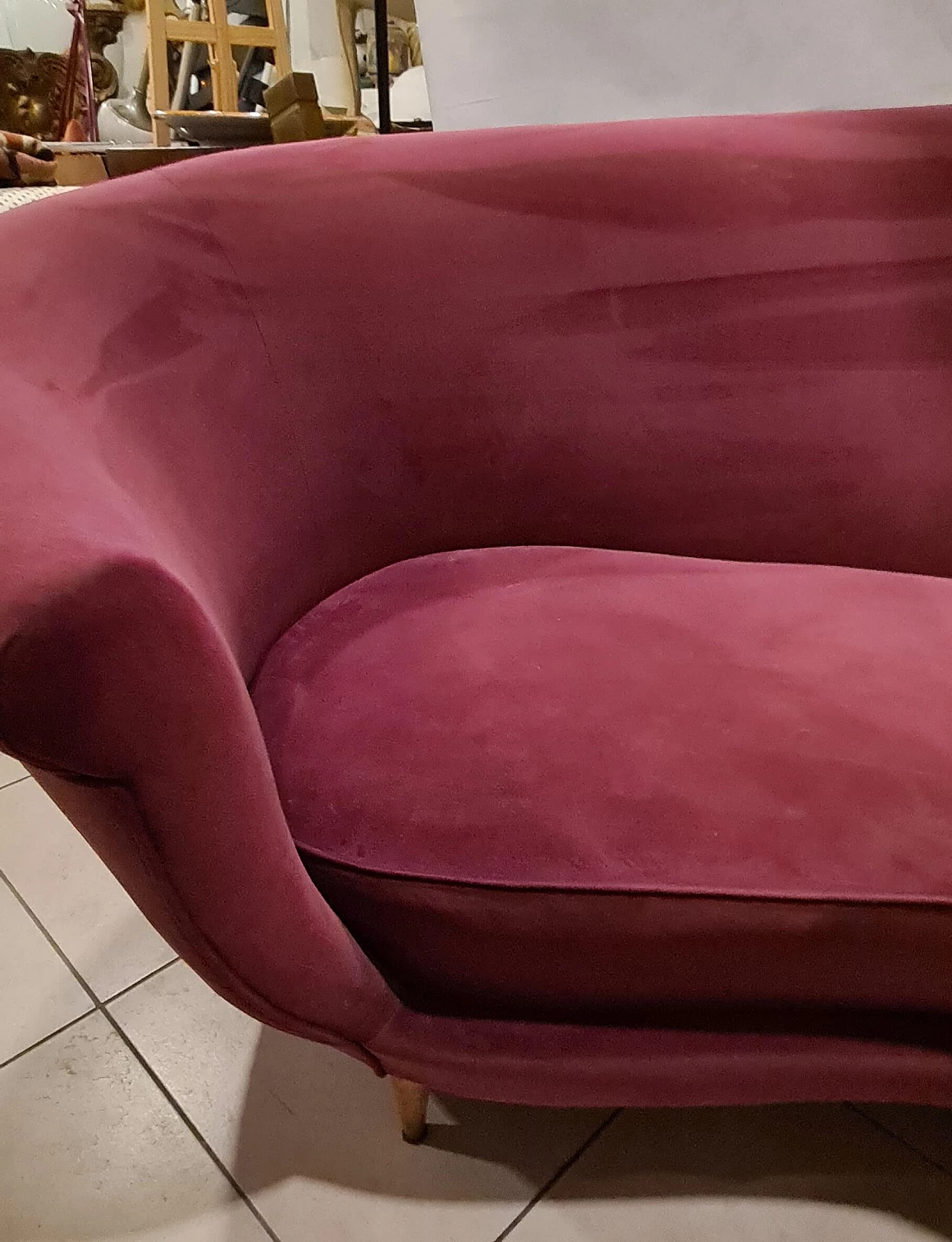 Curved velvet sofa by Guglielmo Veronosi for Isa Bergamo, 1950s 10