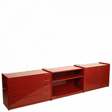 Olinto three-module sideboard in lacquered wood by Kazuhide Takahama for B&B Italia, 1970s
