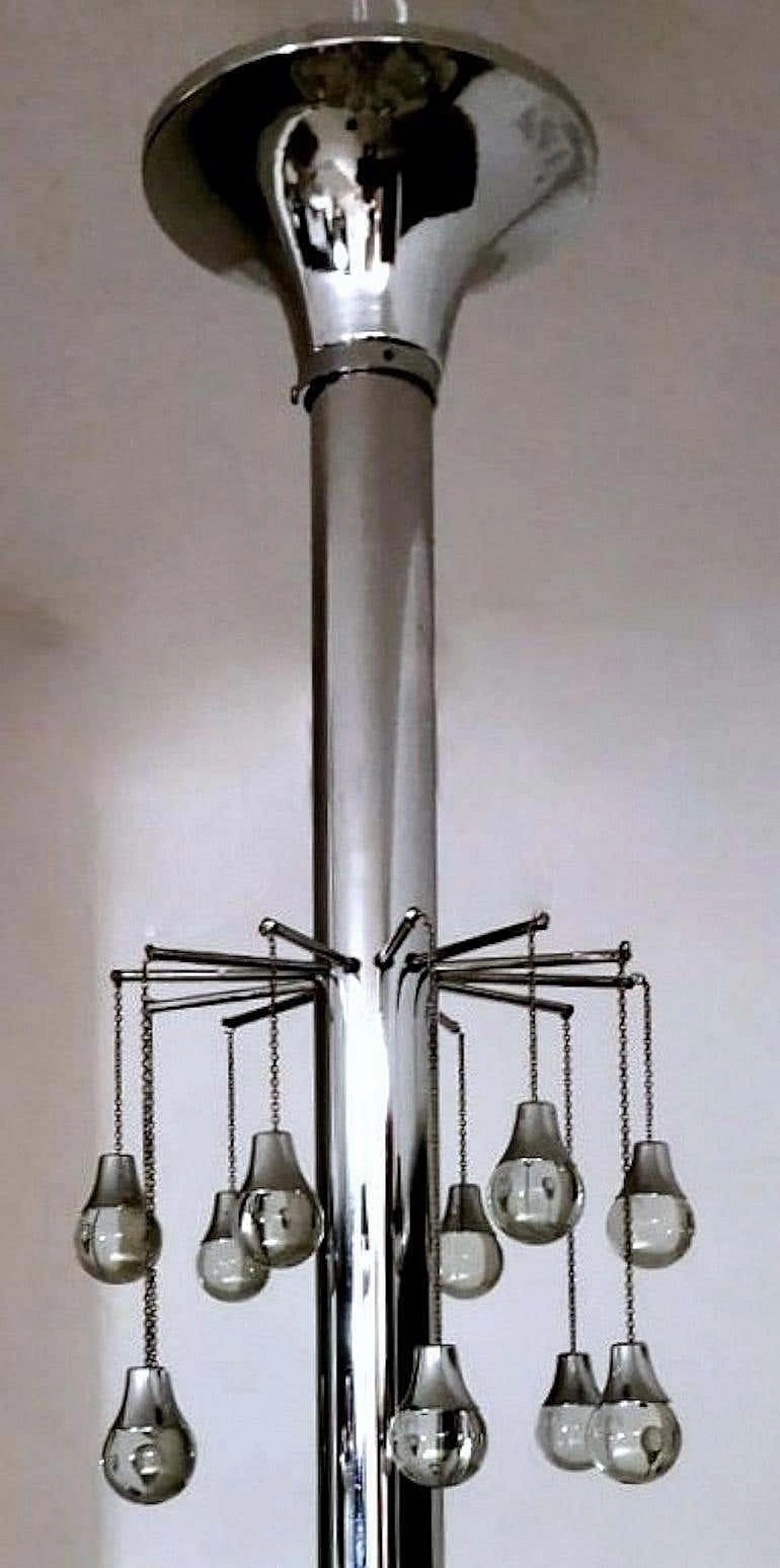 Space Age style chandelier in chrome-plated brass by Gaetano Sciolari, 1970s 6