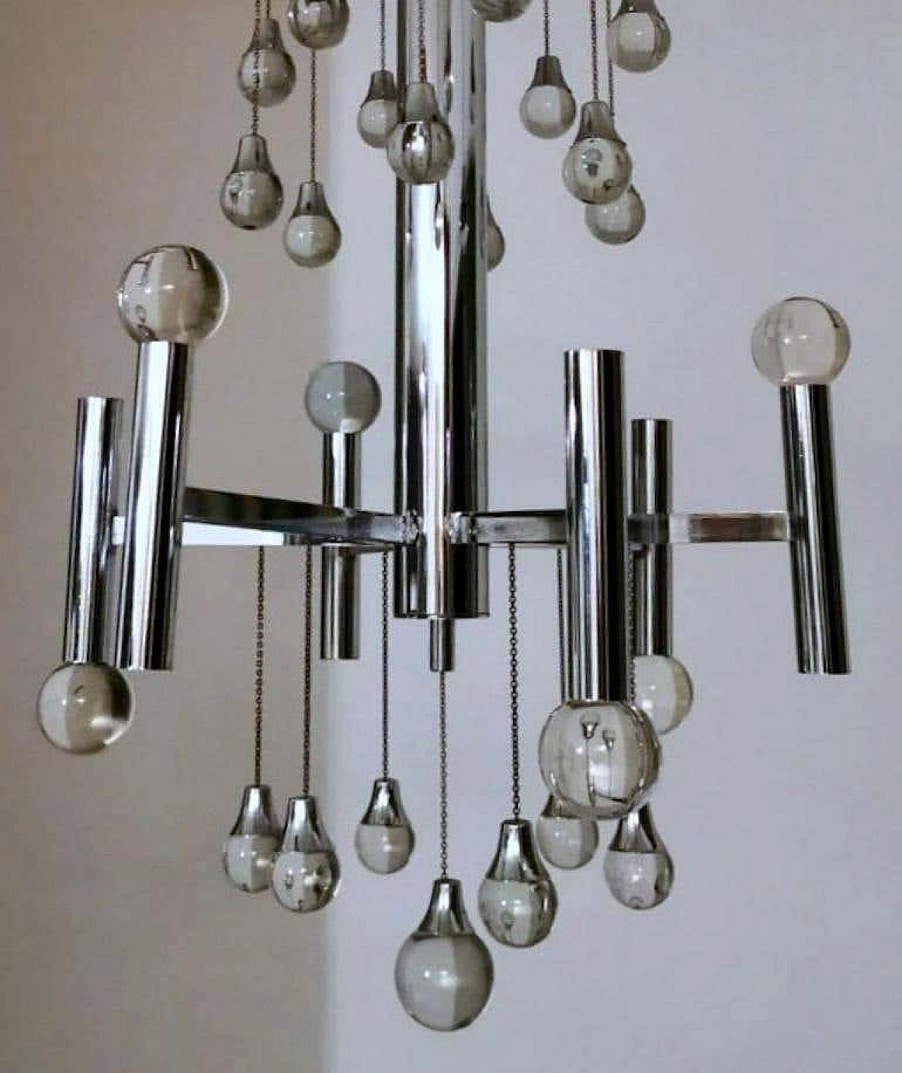 Space Age style chandelier in chrome-plated brass by Gaetano Sciolari, 1970s 9