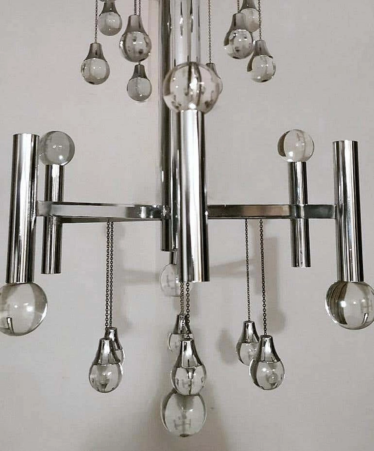 Space Age style chandelier in chrome-plated brass by Gaetano Sciolari, 1970s 11