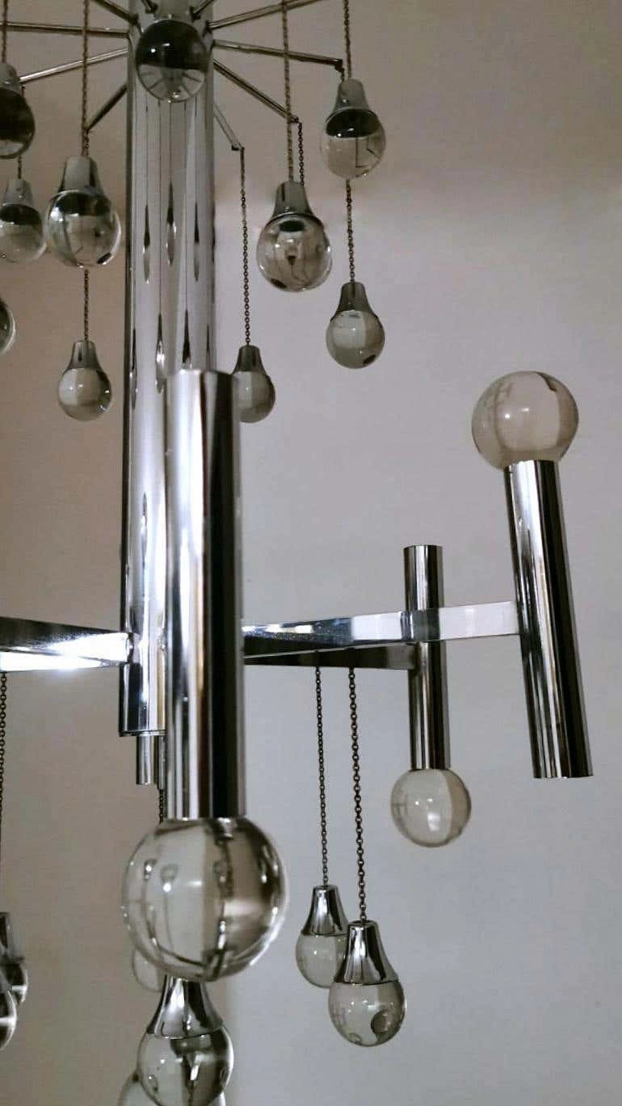 Space Age style chandelier in chrome-plated brass by Gaetano Sciolari, 1970s 13