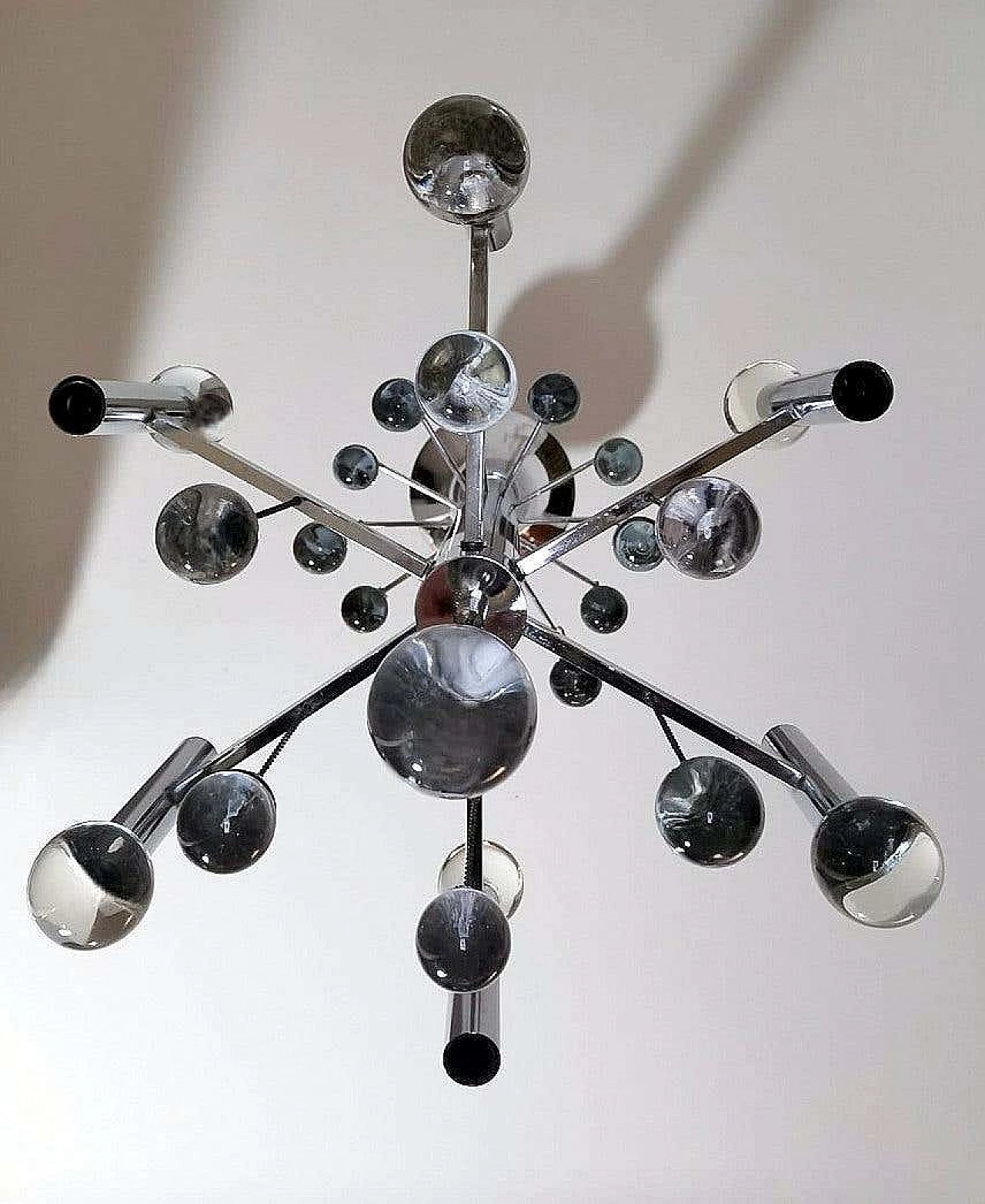 Space Age style chandelier in chrome-plated brass by Gaetano Sciolari, 1970s 16