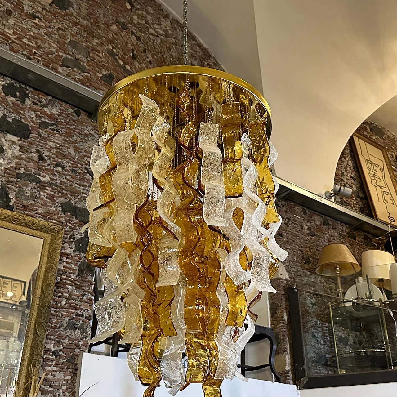 Lampadario a cascata in vetro di Murano di Mazzega Murano, anni '70 2