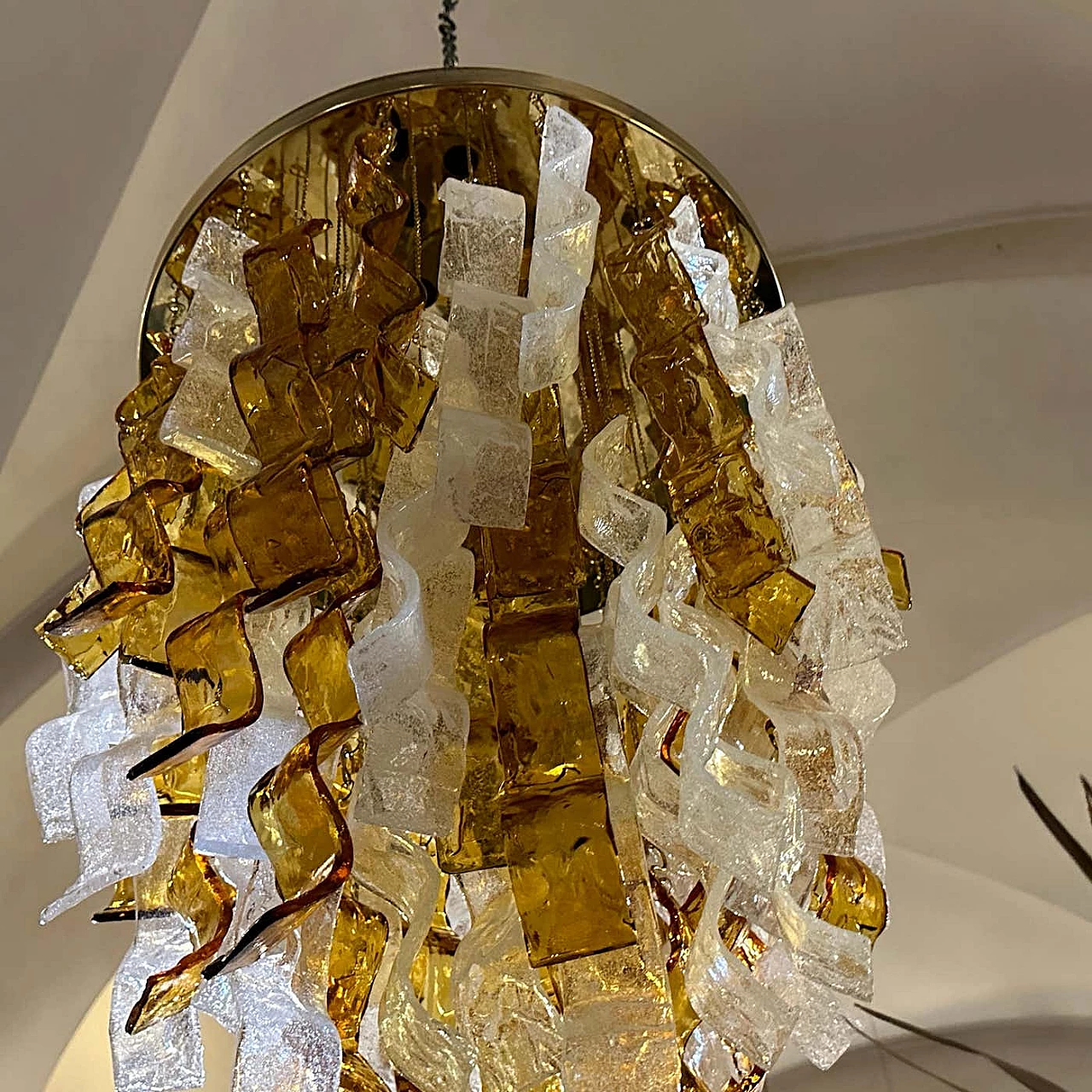 Cascade Murano glass chandelier by Mazzega Murano, 1970s 3
