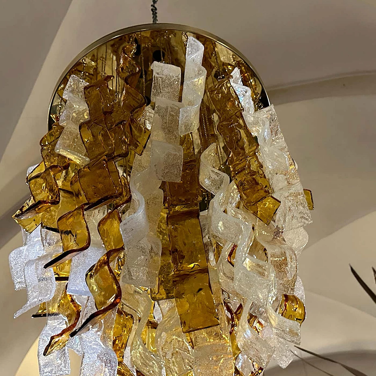 Lampadario a cascata in vetro di Murano di Mazzega Murano, anni '70 3