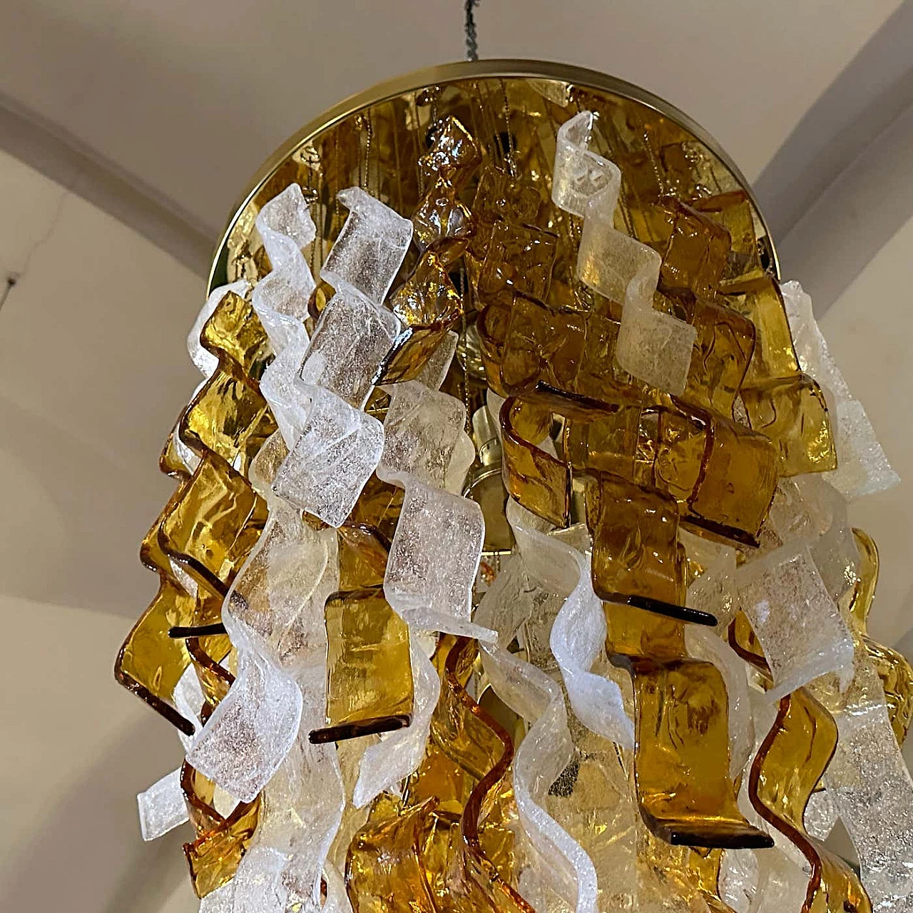 Lampadario a cascata in vetro di Murano di Mazzega Murano, anni '70 5