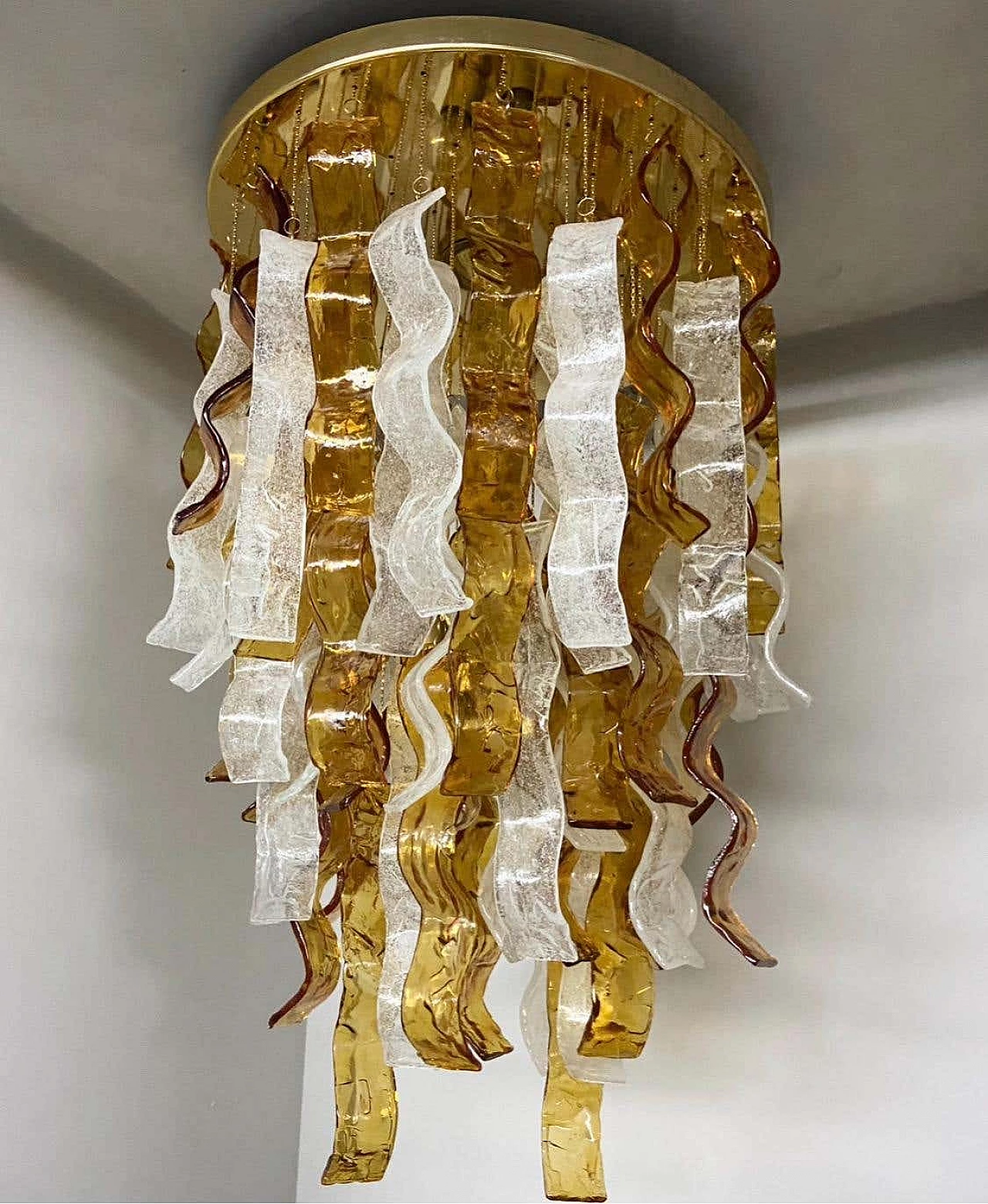 Cascade Murano glass chandelier by Mazzega Murano, 1970s 7