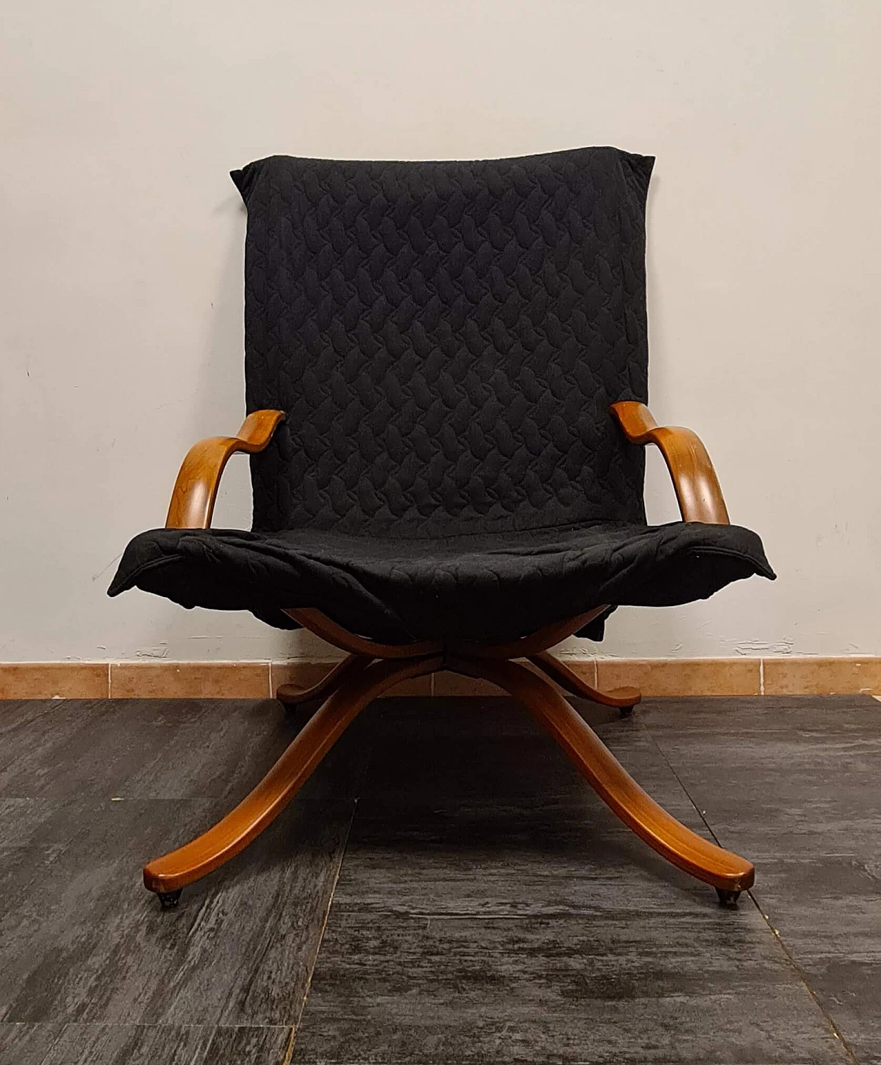 Fabric, wood and metal armchair by Ligne Roset, 1970s 3