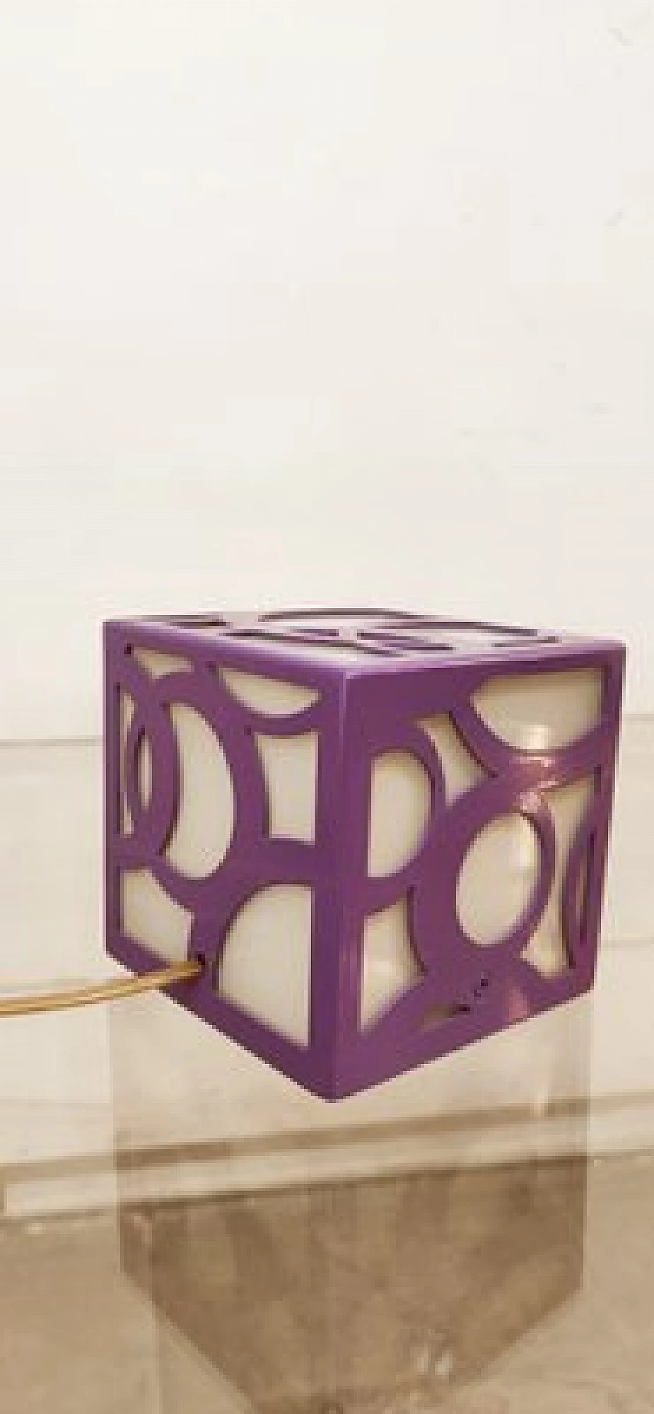 Space Age style white and purple glass and metal table lamp, 1990s 6