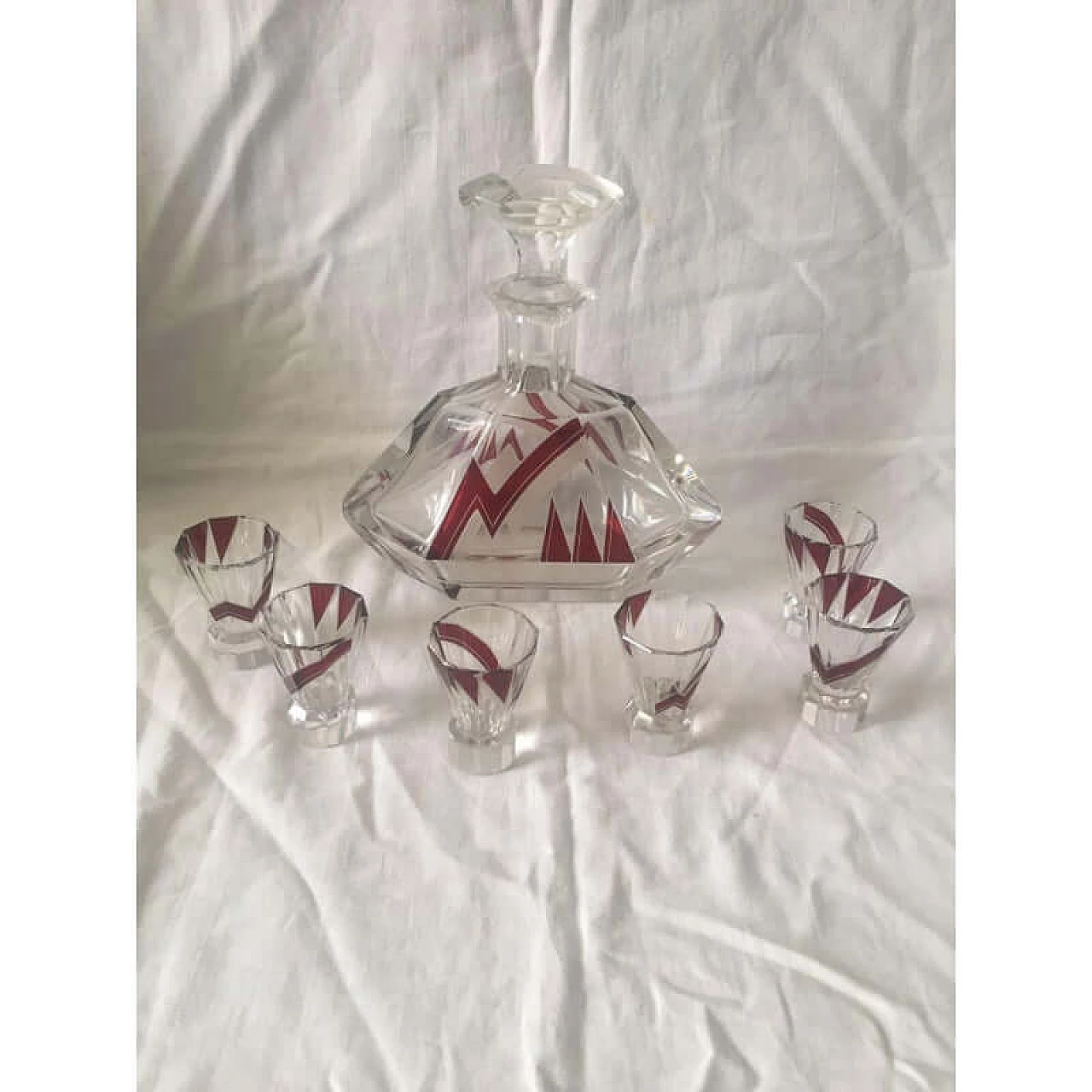 Art Deco glass liquor service by Karl Palda, 1930s 5