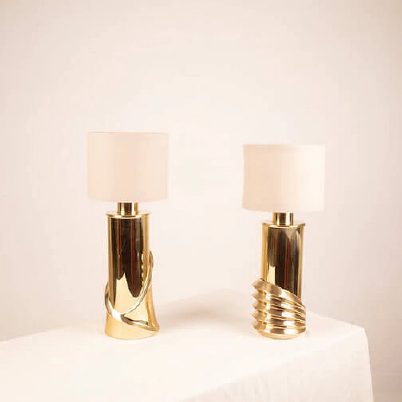 Pair of brass table lamps by Luciano Frigerio for Frigerio di Desio, 1970s 7