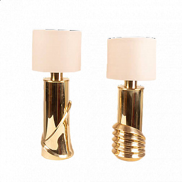 Pair of brass table lamps by Luciano Frigerio for Frigerio di Desio, 1970s