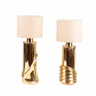 Pair of brass table lamps by Luciano Frigerio for Frigerio di Desio, 1970s
