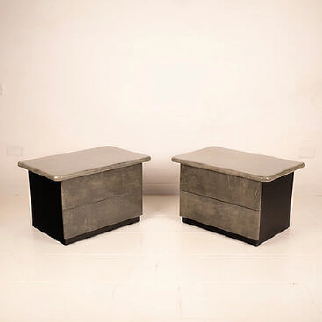 Pair of parchment bedside tables by Aldo Tura for Tura Milano, 1970s 9