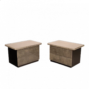 Pair of parchment bedside tables by Aldo Tura for Tura Milano, 1970s