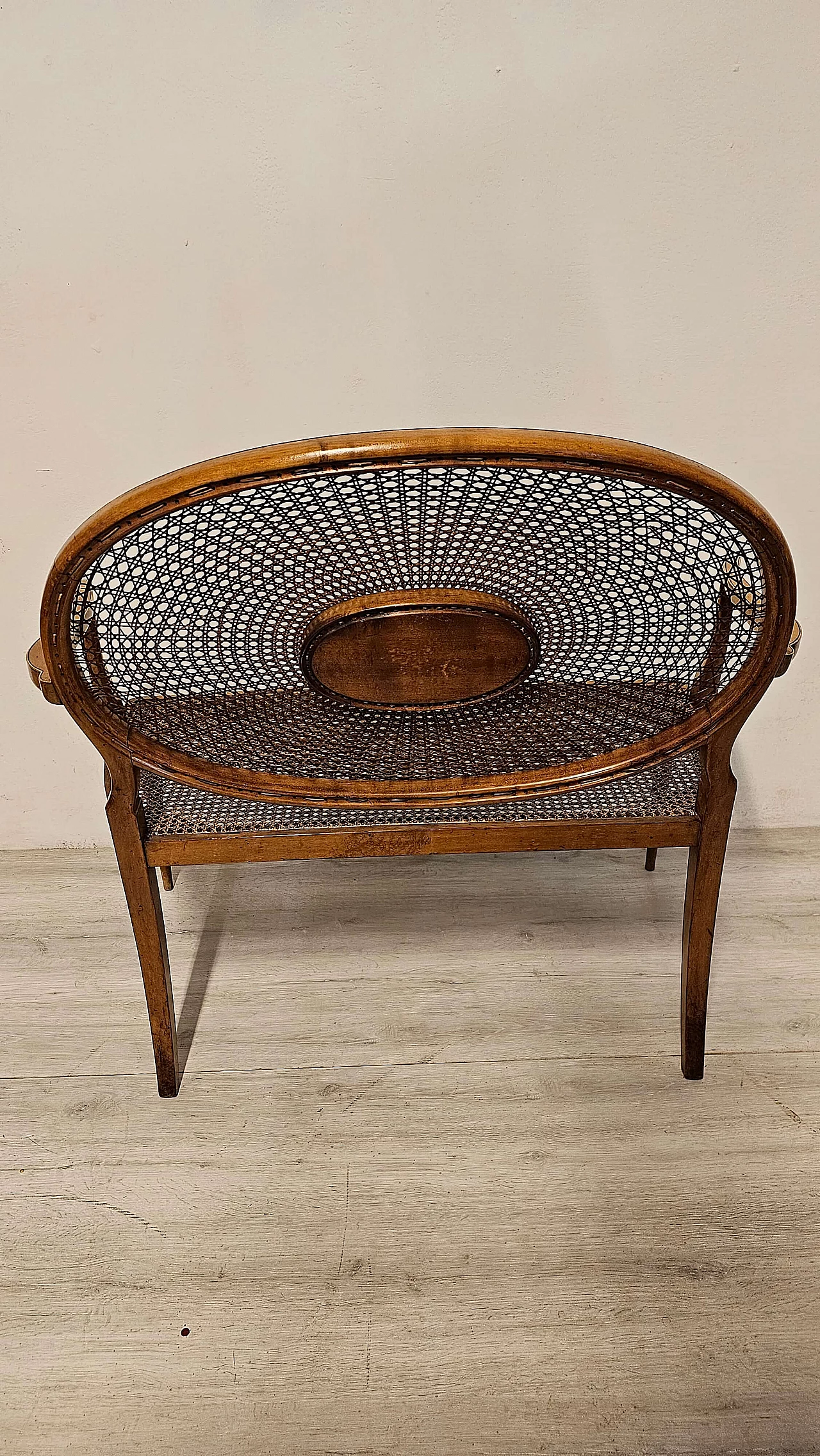 Divanetto inglese in acero con paglia di Vienna, '800 4