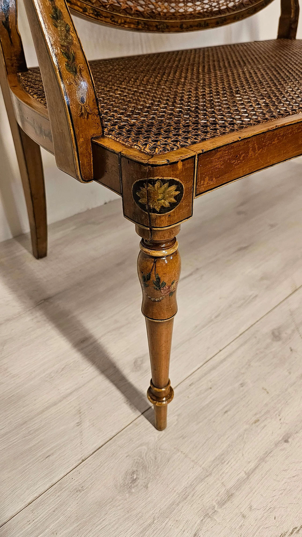 Divanetto inglese in acero con paglia di Vienna, '800 6