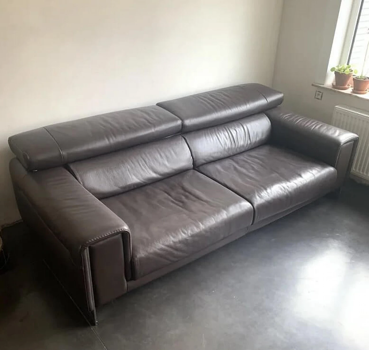 Brown leather and metal Etoile 2623 sofa by Natuzzi 4