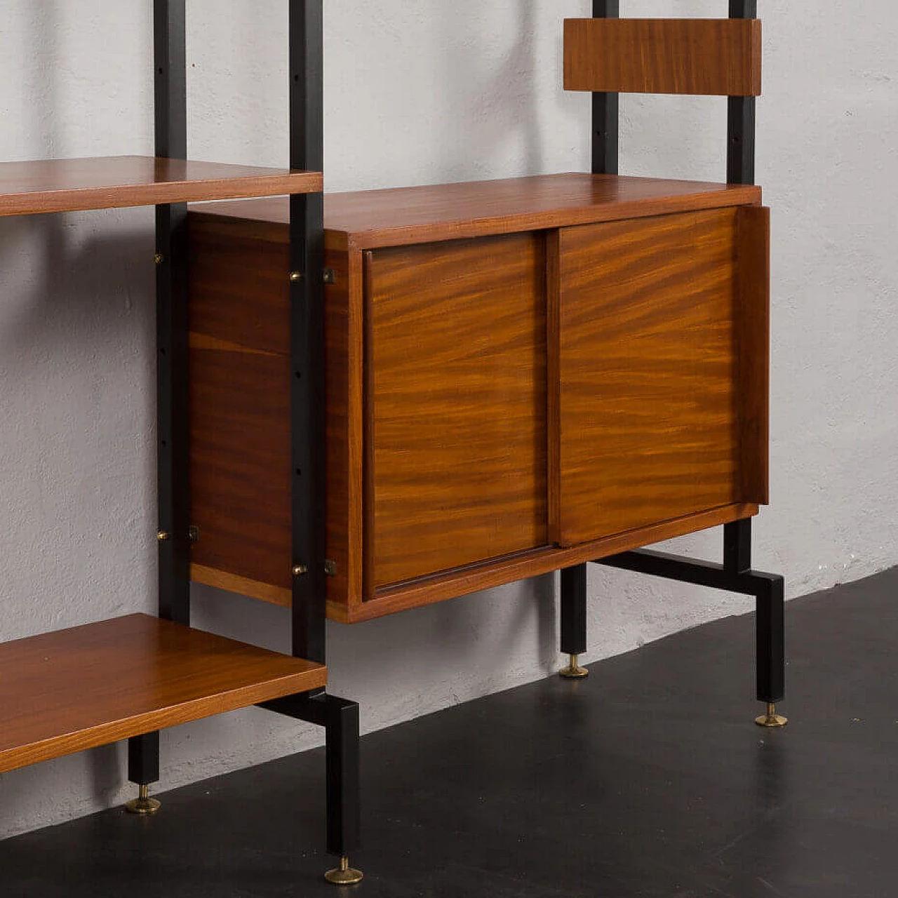 Two-bay bookcase with sliding doors and eight shelves, 1950s 8