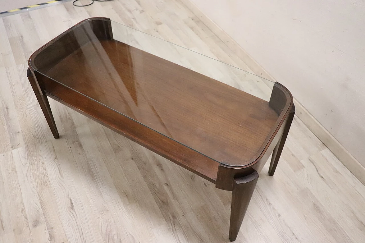 Beech coffee table with glass top, 1950s 5