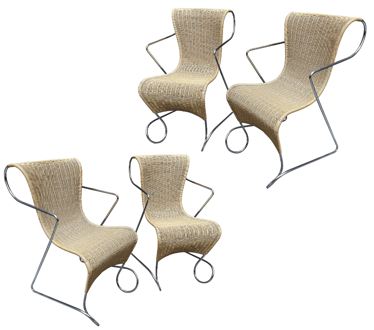 Driade Ron Arad Sedie Poltrone Zigo In Acciaio E Midollino Di Ron Arad Per  Driade, Anni