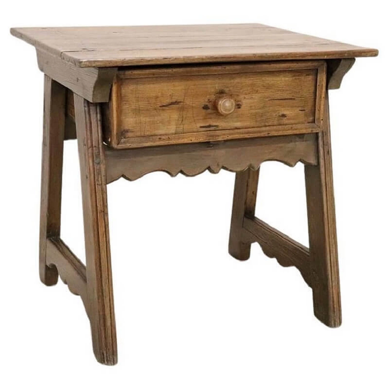 Solid oak and spruce bedside table with drawer, early 20th century 1