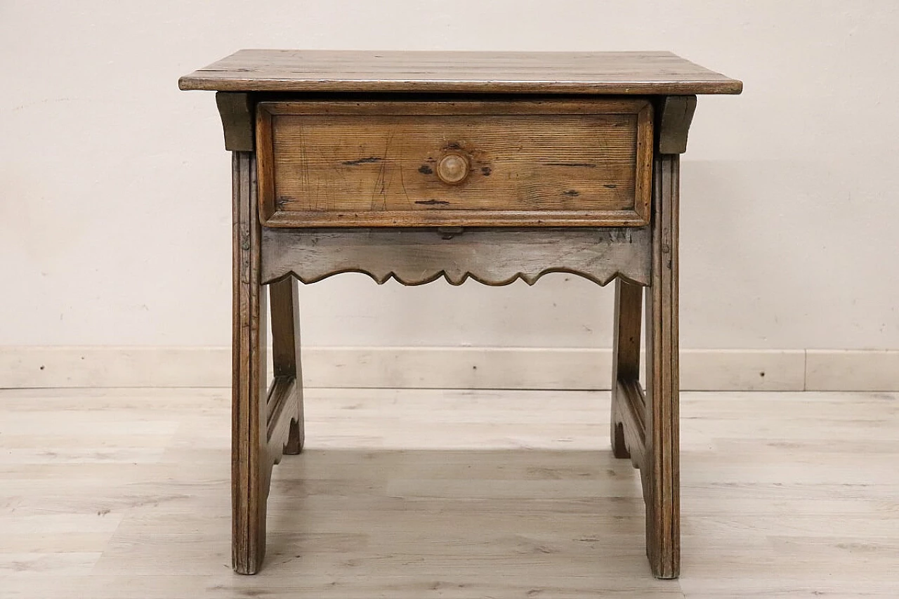 Solid oak and spruce bedside table with drawer, early 20th century 2