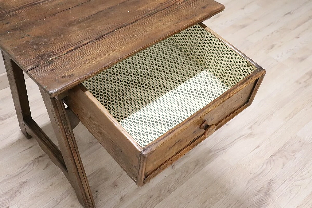 Solid oak and spruce bedside table with drawer, early 20th century 4