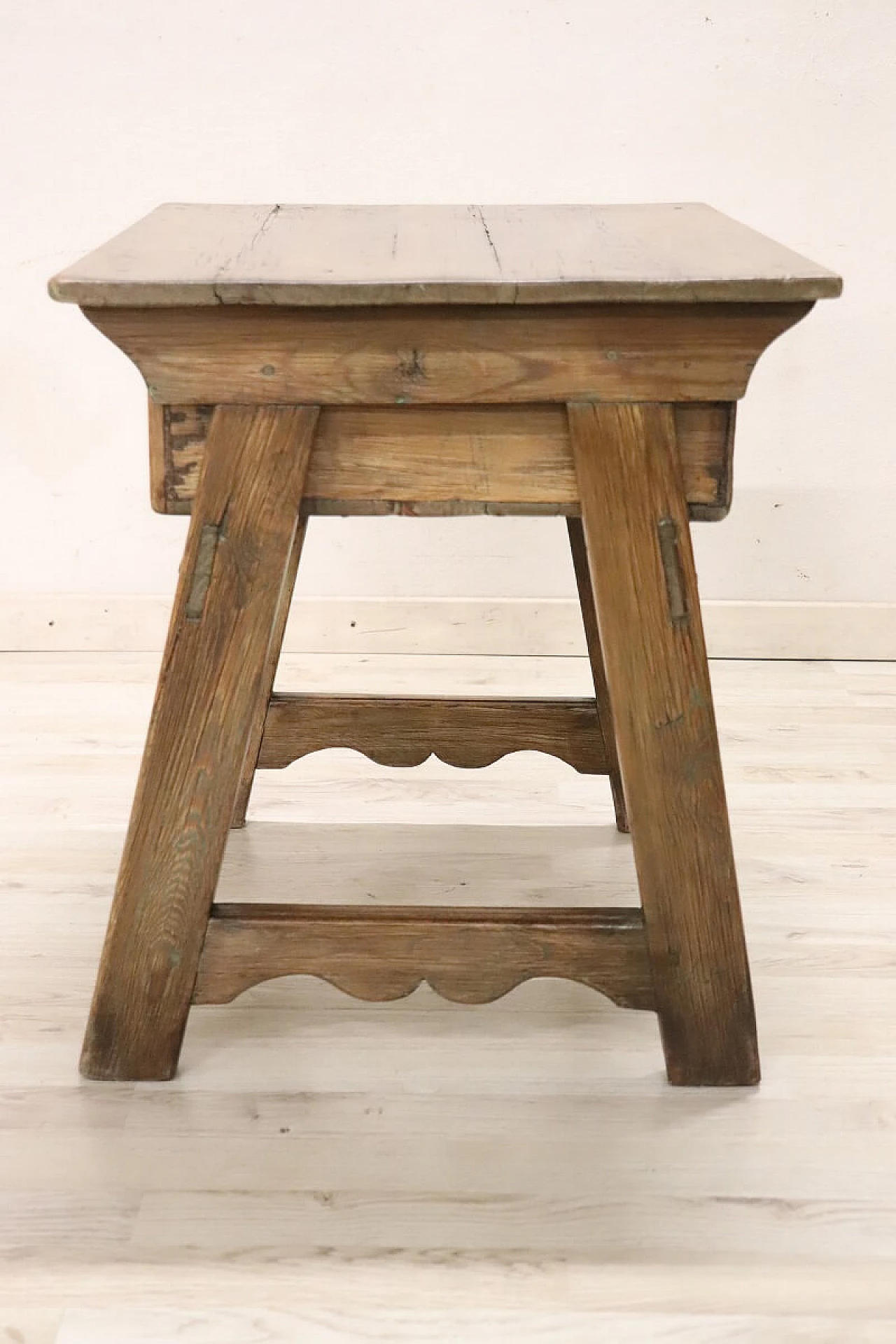 Solid oak and spruce bedside table with drawer, early 20th century 5