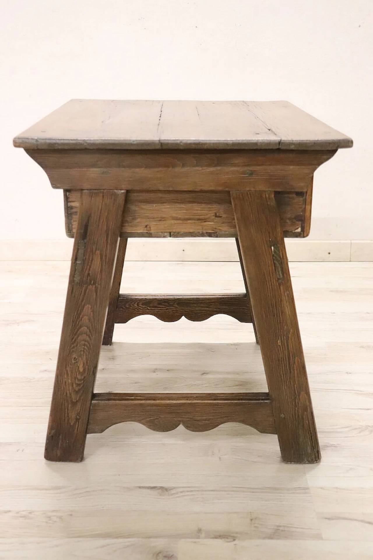 Solid oak and spruce bedside table with drawer, early 20th century 7