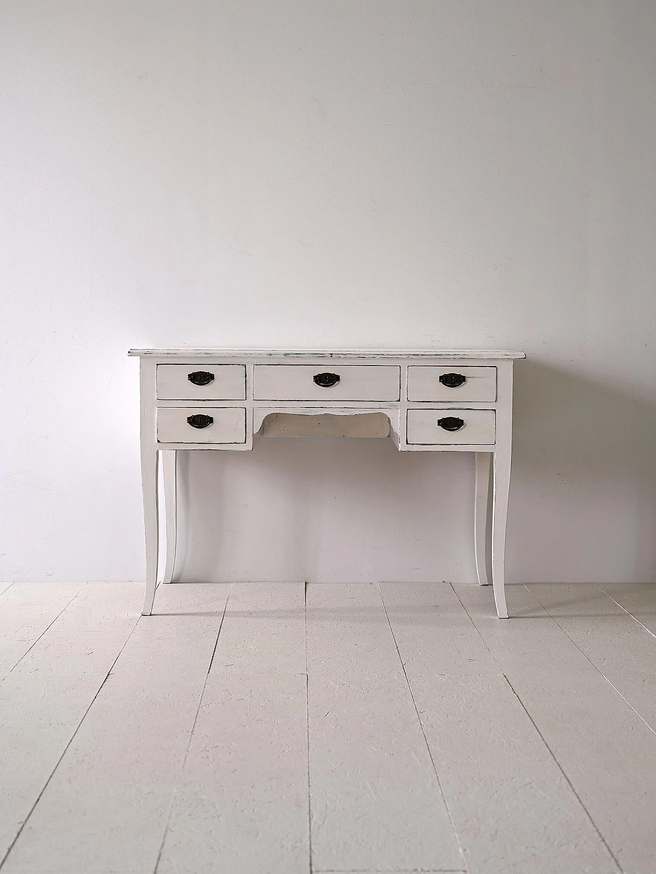 Scandinavian wooden desk with metal handles, 1940s 1