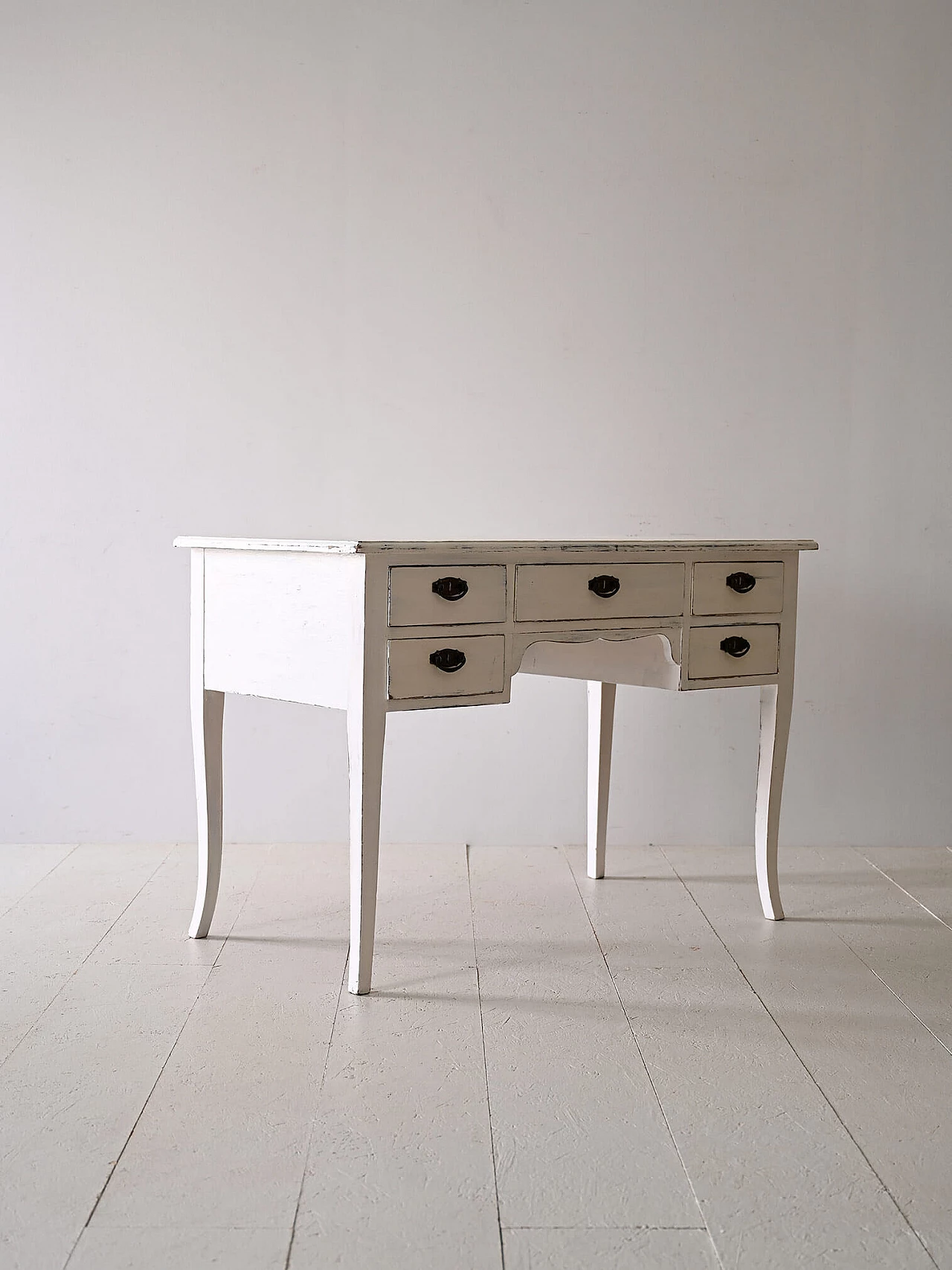 Scandinavian wooden desk with metal handles, 1940s 3