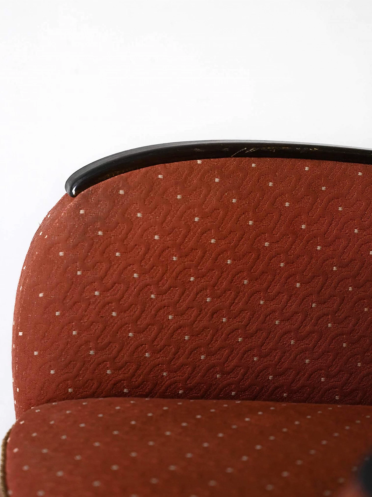 Pair of Art Deco fabric armchairs with stained wood armrests, 1930s 16