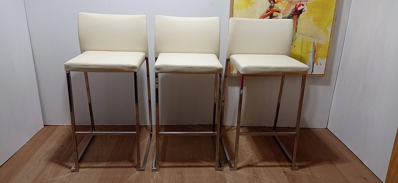 3 Sgabelli Brand 912 in pelle martellata beige di Martin Ballendat per Tonon 6