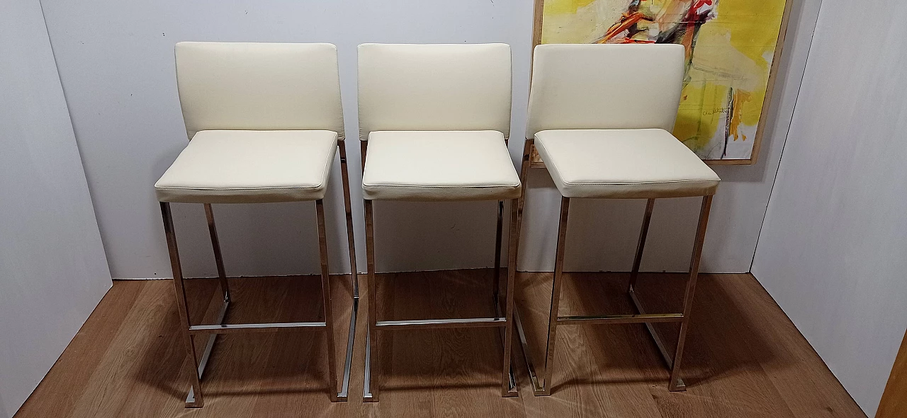 3 Sgabelli Brand 912 in pelle martellata beige di Martin Ballendat per Tonon 7