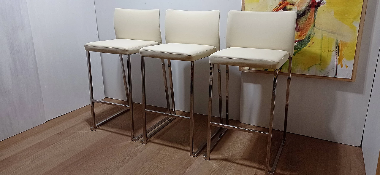 3 Sgabelli Brand 912 in pelle martellata beige di Martin Ballendat per Tonon 9