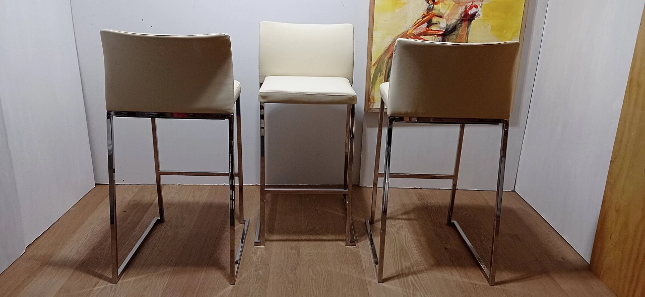 3 Sgabelli Brand 912 in pelle martellata beige di Martin Ballendat per Tonon 18